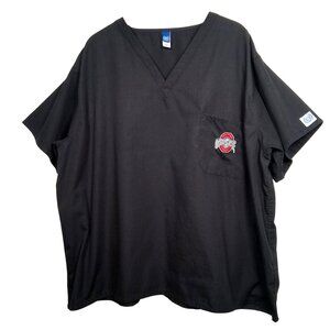 Ohio State University Scrub Top 3XL Black Short Sleeve V Neck Buckeyes Medical